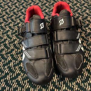 Peloton Black Cycling Shoes with Red Accents